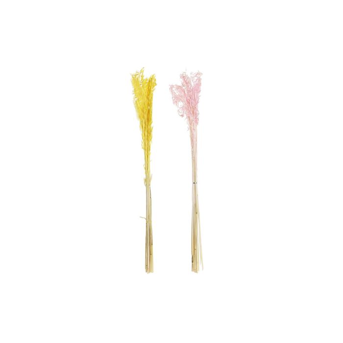 DKD Home Decor Rama de Flor Seca Avena Decorativa Amarillo Rosa para Interiores | 63 cm Alto | Pack 12 Unidades