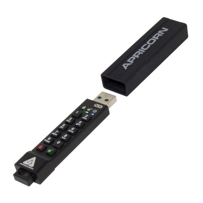Apricorn Aegis Secure Key - Memoria USB 16GB Cifrado AES 256-bit por Hardware, Teclado PIN, USB 3.2, FIPS 140-2, IP67 Resistente Agua/Polvo