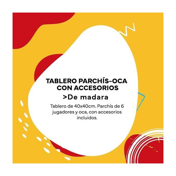 Cayro Tablero Parchís y Oca de Madera 40x40 cm para 6 Jugadores con Accesorios +5 años 2