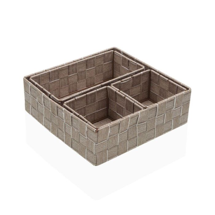 Versa Set 4 Cestas de Almacenamiento Beige en Polipropileno y Fibras Naturales 26x26x8.5 cm (2 Unidades) 1