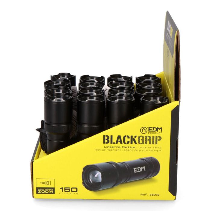 Linterna led táctica black grip 150 lm con zoom 3 x aaa (incluidas) aluminio 5 Linterna led táctica black grip 150 lm con zoom 3 x aaa (incluidas) aluminio 5