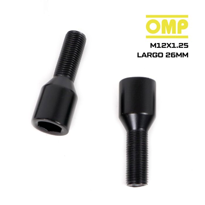 Omp OMPS09621201 Juego 4 Tornillos Allen M12x1.25 Conico Largo 26mm Llave 17-19 Negro Din 10.9 2