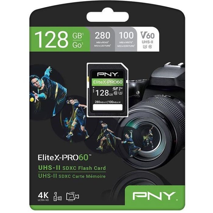 PNY X-PRO 60 Tarjeta SDXC 128GB Clase 10 UHS-II Velocidad Lectura 280MB/s Escritura 100MB/s V60 Retail 3