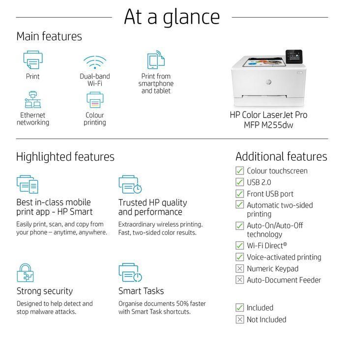 HP M255dw Color LaserJet Pro Impresora Láser WiFi Doble Cara 21ppm 600x600dpi A4, Rápida y Segura para Oficina 27