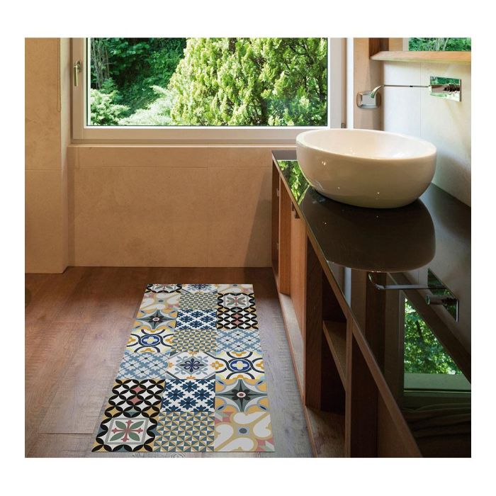 Cintacor - Stor Planet Alfombra vinílica hidráulico 50x110 cm, PVC, antideslizante, azul estampado 1