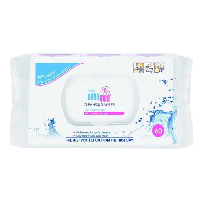 Sebamed Toallitas Húmedas Limpiadoras Bebé Piel Sensible Sin Alcohol Fragancias pH Neutro Antibacterianas Calmantes 60 unidades
