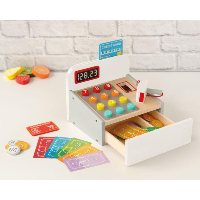 KioKids Caja Registradora Juguete de Madera para Niños +3 Años - Educativo con Lector, Billetes y Monedas Multicolor 0 KioKids Caja Registradora Juguete de Madera para Niños +3 Años - Educativo con Lector, Billetes y Monedas Multicolor 0