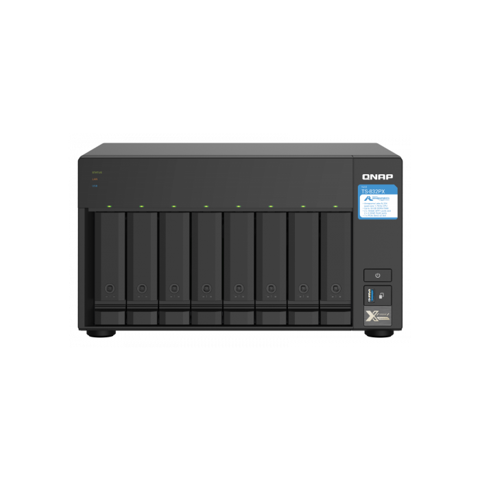 QNAP TS-832PX NAS Torre Ethernet 10GbE Aluminio, Negro