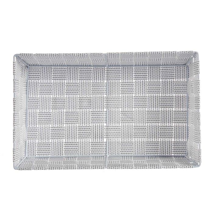 Kipit Cesta Tela Rectangular Blanca 34 x 21 x 8.5 cm sin Asas Poliester 3.8 l (Set de 18) 3