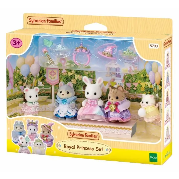 Sylvanian Families Figuras de Bebé en Disfraces de Princesas Set 5 Figuras Conejo Blanco, Husky, Gato Atigrado, Ratón Malvavisco, Gato Persa 4