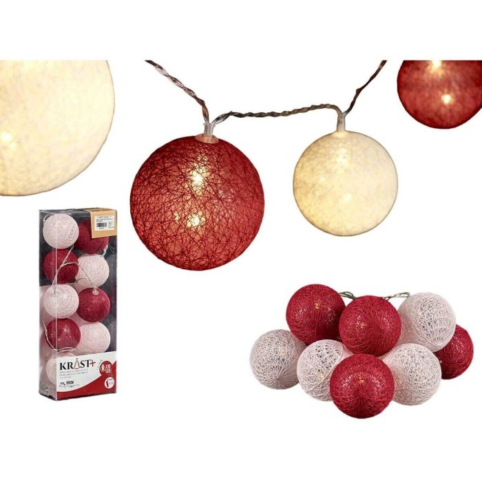 Guirnalda de Bolas LED Ø 6 cm Blanco Rojo 2 m (18 Unidades) 1