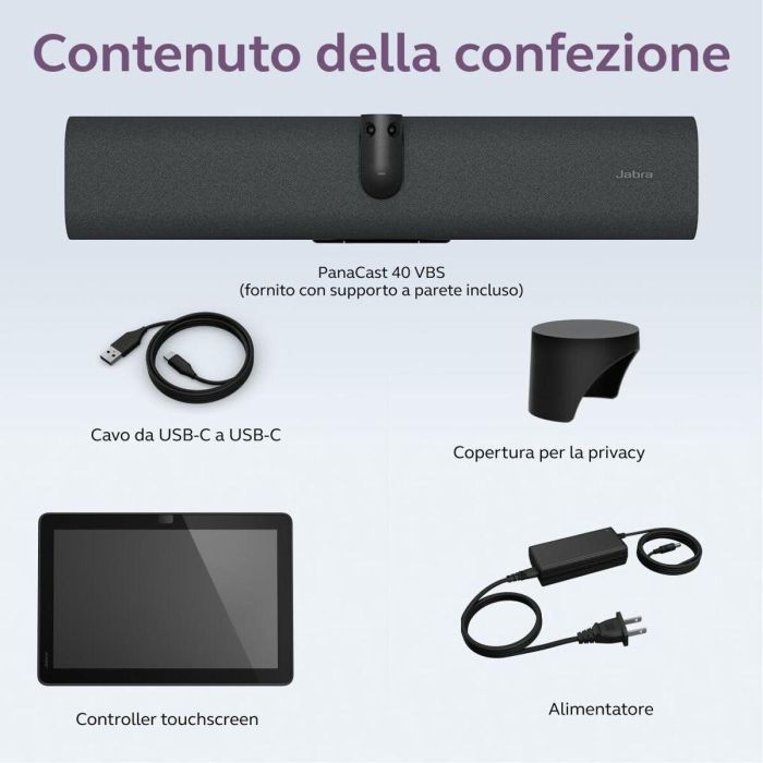 Jabra PanaCast 40 VBS MS VB AND Cámara de Video Colaborativa 4K Ultra HD, 4x Zoom, 180° FoV, MS Teams Rooms Negro 1