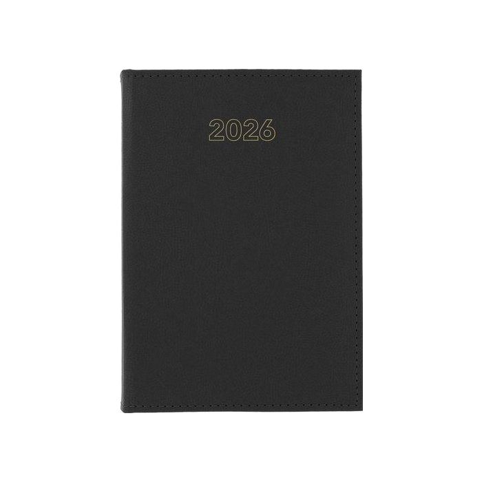 Agenda Anual (2026) Grafoplas Zurich Cosida Tapa Acolchada 240X165 D/P Negro