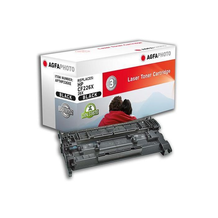 AgfaPhoto CF226X Tóner Láser Negro Compatible con HP (Equivalente CF226X) de Alto Rendimiento, 9000 Páginas