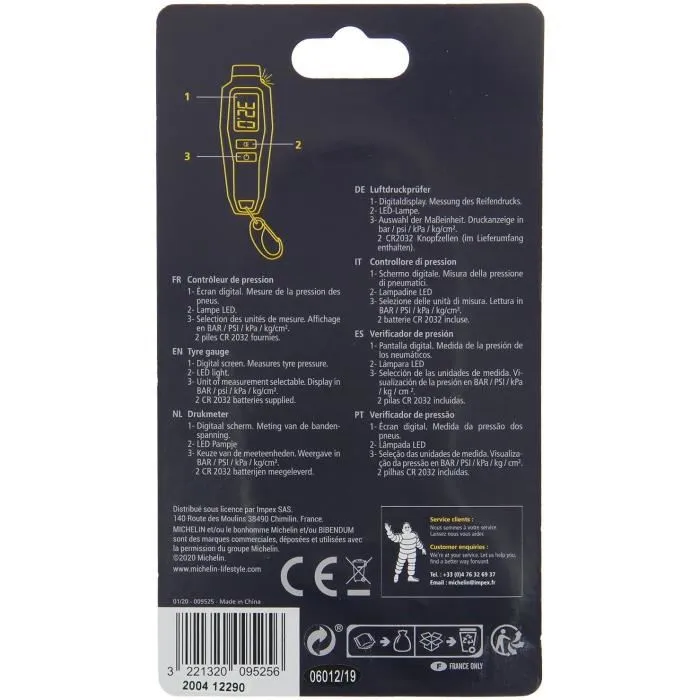 Michelin 9525 Controlador de Presión Digital de 0,05 bares a 7 bares Precisión 0,05 bares 4