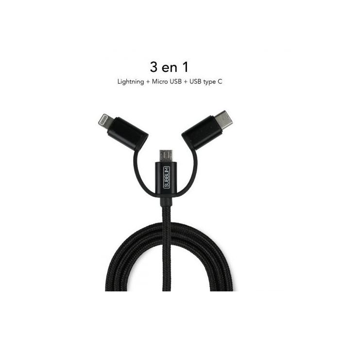 Cargador de Coche USB Universal + Cable USB-C Subblim SUB-CHG-4CC002 Negro 12 W 4