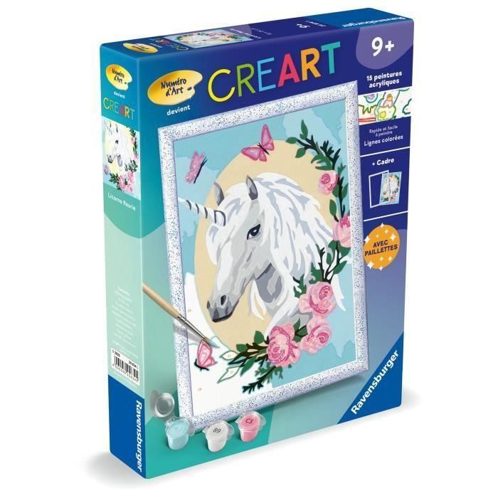 Ravensburger RAV00025834 Kit de pintura por números CreArt Kids "Unicornio florido" (18 x 24 cm), a partir de 9 años 4