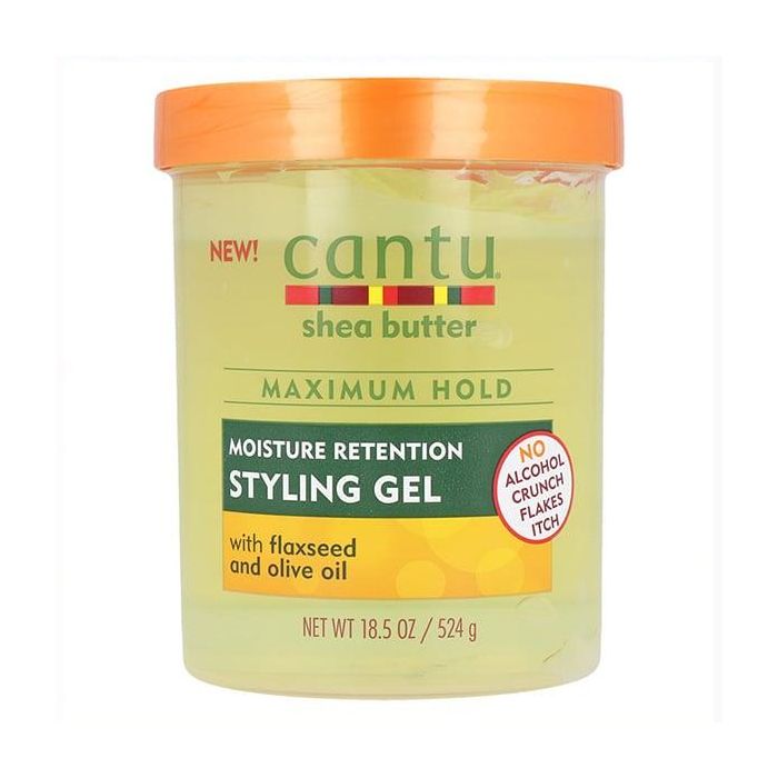Cantu Gel de Peinado con Manteca de Karité, Semilla de Lino y Aceite de Oliva 185Oz/524G - Máxima Retención de Humedad