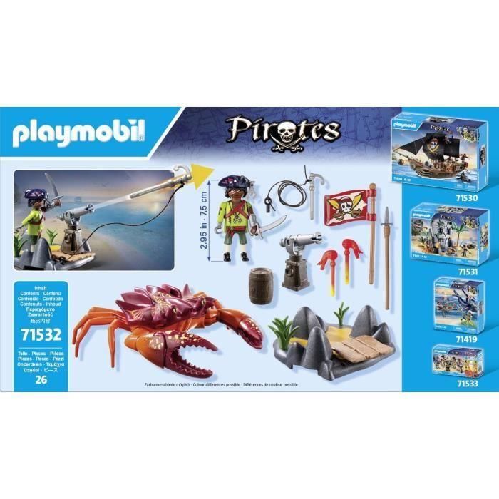 Playmobil 71532 Batalla del Cangrejo Gigante Pirates Set de Juego - Incluye Pirata con Cañón, Cangrejo con Pinza Moviéndose, Aventura para Niños +4 años 4