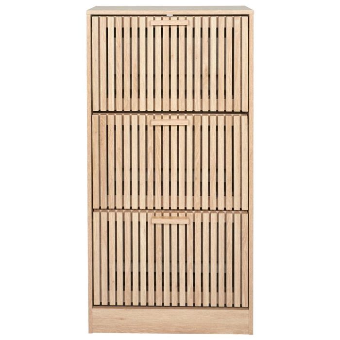 Home Deco Factory Mueble Zapatero Klaus 3 Puertas Abatibles, 18 Pares, Madera MDF, Colección Natural, Medidas 60x24x113cm 3