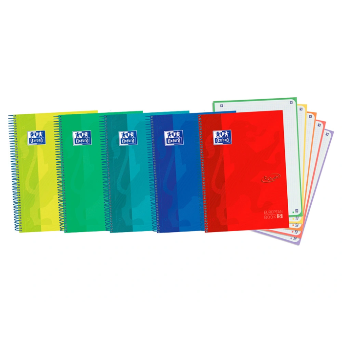 Oxford Cuaderno Espiral A4+ 120 Hojas Tapa Extradura Cuadro 5 mm Colores Vivos Surtidos 1