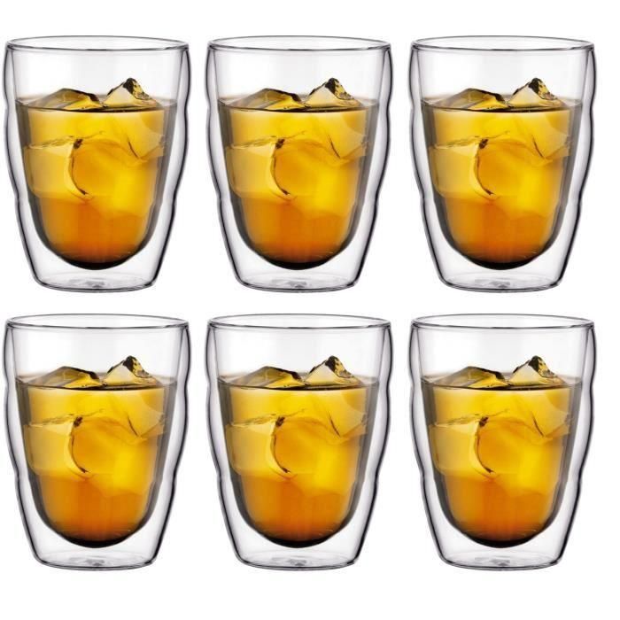 Bodum BOD0699965199197 Juego de 6 Vasos Térmicos Pilatus Doble Pared 0,25 l Transparentes