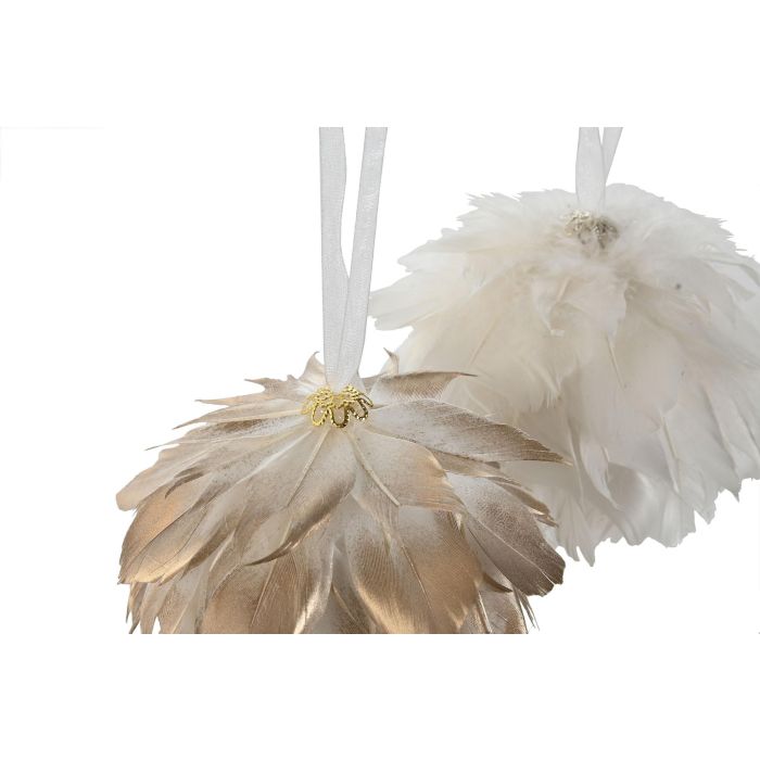 Bola Decoracion Navidad Moderna DKD Home Decor Dorado Blanco 10 x 19 x 10 cm (12 Unidades) 1 Bola Decoracion Navidad Moderna DKD Home Decor Dorado Blanco 10 x 19 x 10 cm (12 Unidades) 1