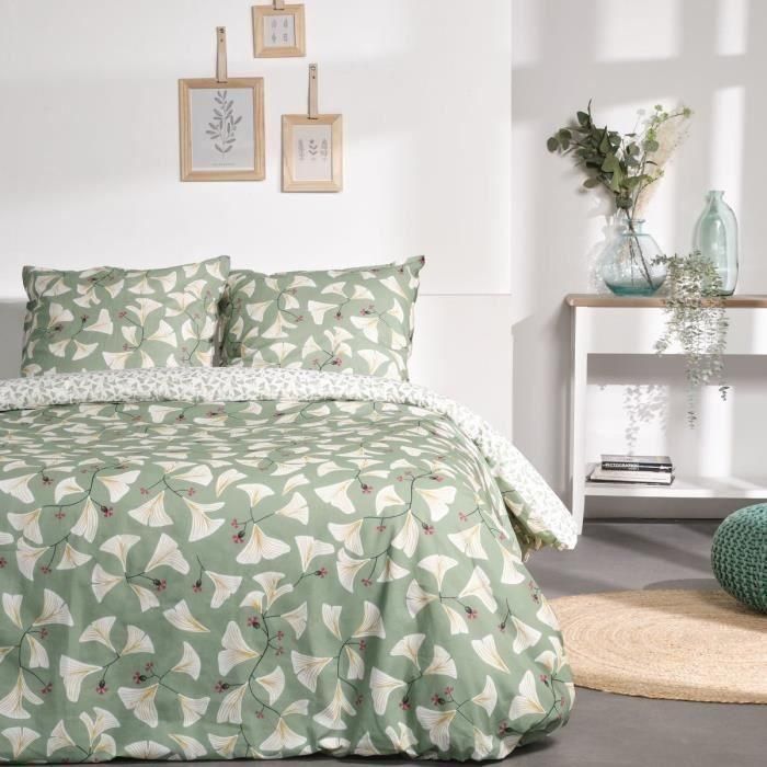 Today 122794 Juego de cama Sunshine 100% Algodón 240x220cm 2 personas con 2 fundas almohada 63x63cm Estampado Verde