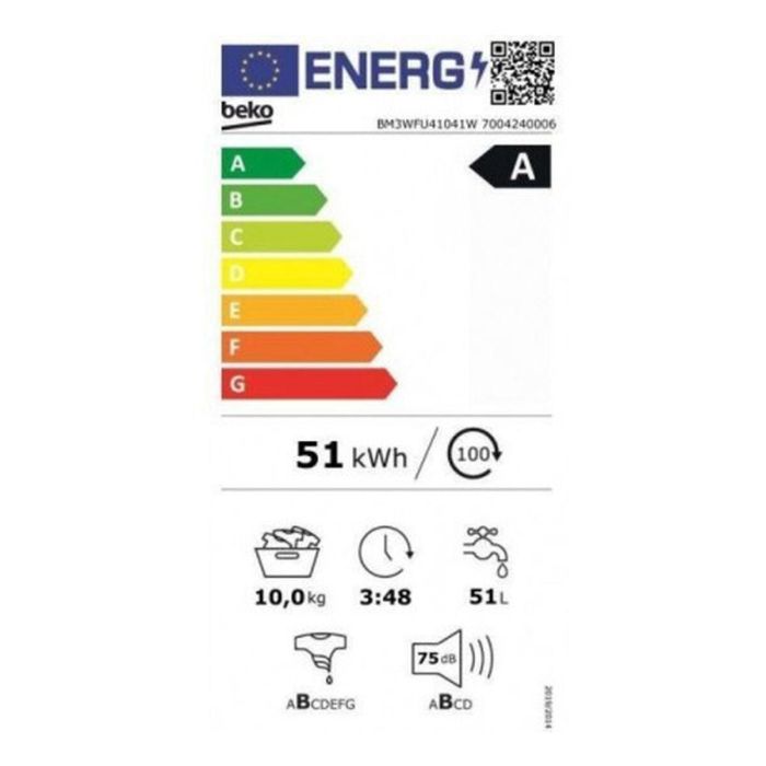 Lavadora BEKO BM3WFU41041W 60 cm 1400 rpm 10 kg 1 Lavadora BEKO BM3WFU41041W 60 cm 1400 rpm 10 kg 1