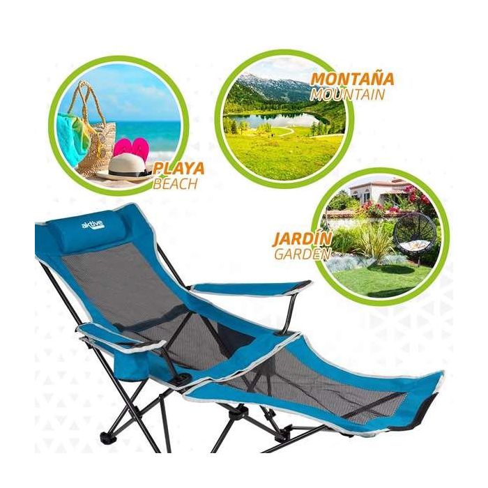 Tumbona camping poliester con almohada aktive 152x54x75cm 9 Tumbona camping poliester con almohada aktive 152x54x75cm 9
