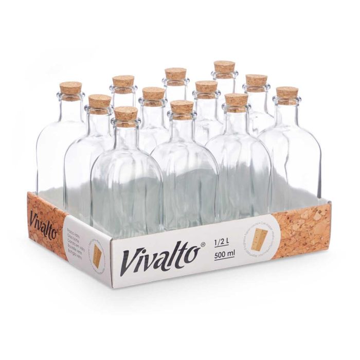 Frasca Vidrio 500 Ml Tapon Corcho Vivalto 7X20CM (36 Unidades) 2 Frasca Vidrio 500 Ml Tapon Corcho Vivalto 7X20CM (36 Unidades) 2