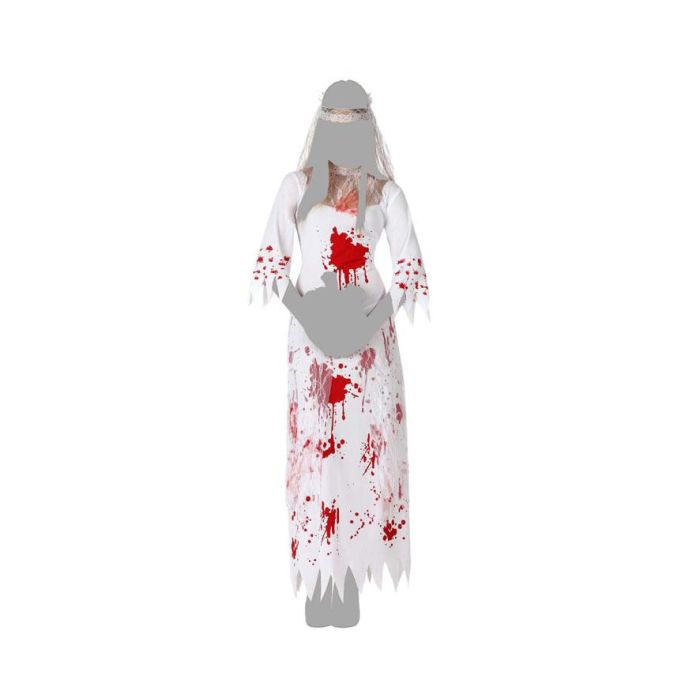 Disfraz Novia Sangrienta Halloween Mujer Adulto Zombie Blanco Talla M-L 2