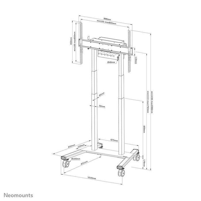 Neomounts FL55-875BL1 MOVE Lift Carro Soporte Móvil Motorizado para Pantallas 55-100" Max 110 kg VESA 100x100-800x600 TÜV Negro 19