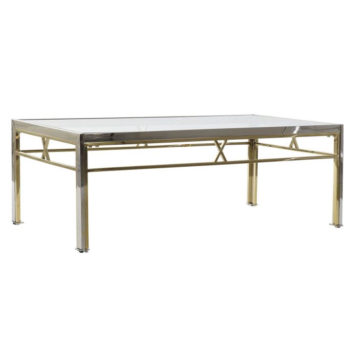 DKD Home Decor Mesa de Centro Moderna Plateada de Acero y Cristal, Desmontable, 110 cm Ancho x 60 cm Largo x 40 cm Alto DKD Home Decor Mesa de Centro Moderna Plateada de Acero y Cristal, Desmontable, 110 cm Ancho x 60 cm Largo x 40 cm Alto