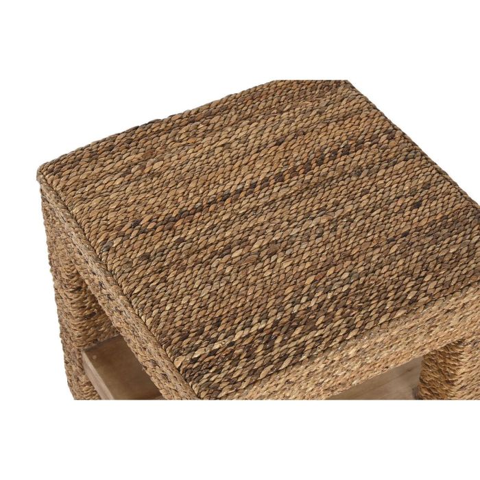 DKD Home Decor Banana 1c25 Mesita Auxiliar Natural de Fibra y Teca con 1 Estantería 40x40x40 cm 4 DKD Home Decor Banana 1c25 Mesita Auxiliar Natural de Fibra y Teca con 1 Estantería 40x40x40 cm 4