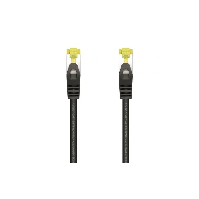 AISENS - CABLE DE RED LATIGUILLO RJ45 LSZH CAT.7 600 MHZ S/FTP PIMF AWG26, NEGRO, 0.5M