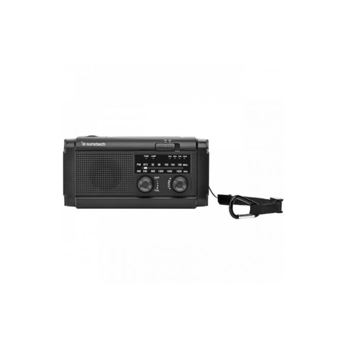 Sunstech Radio Portátil RPE25BK Negra AM/FM, Linterna LED, Alarma SOS, Power Bank, Carga Solar y Manivela, 2000 mAh, Ideal Camping 3