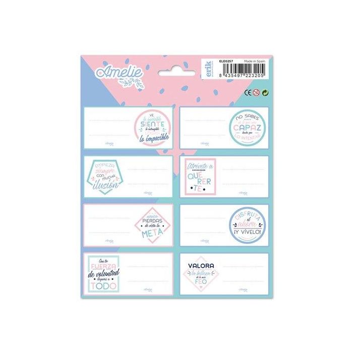Etiqueta Escolar Erik 15,8X20 Amelie Pastel Collection