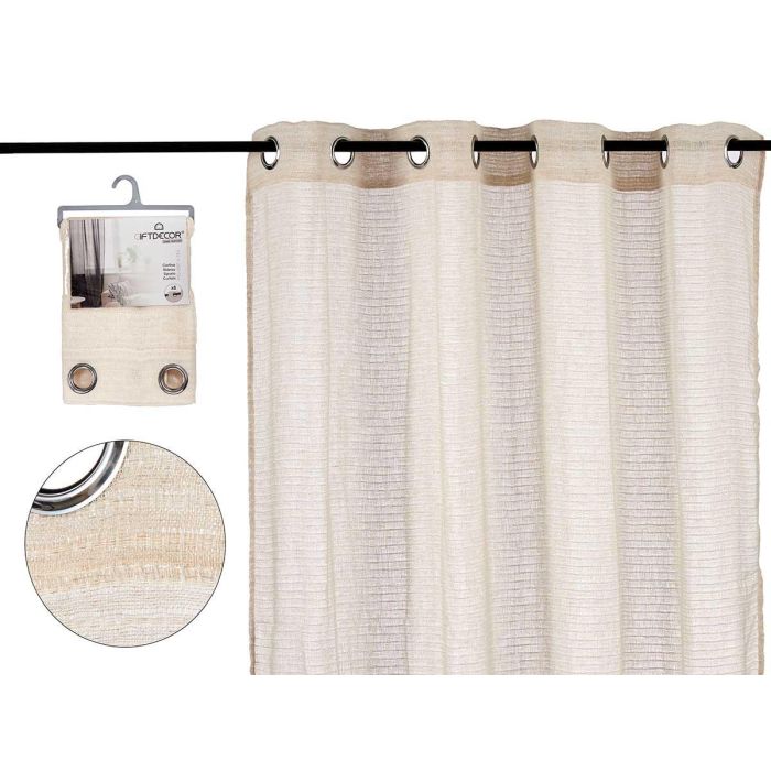 Cortina Visillo Beige 140x260 cm - Giftdecor (6 Unidades) Cortina Visillo Beige 140x260 cm - Giftdecor (6 Unidades)
