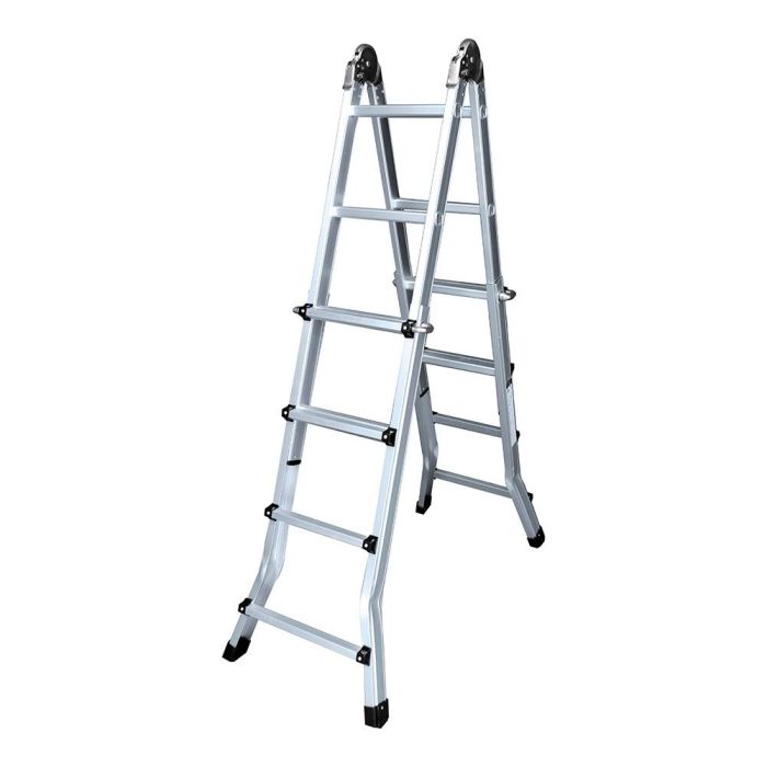 Escalera multifunción telescópica de aluminio 2 x 4+4 peldaños en131