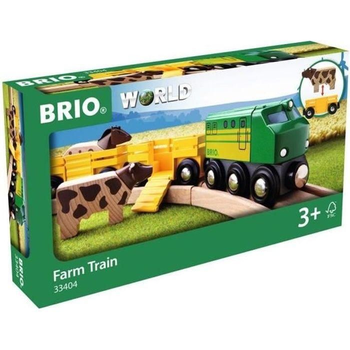 Brio World 33404 Tren de animales de granja con caballo y vaca, locomotora manual, carros individuales y rampas para 3+ años Brio World 33404 Tren de animales de granja con caballo y vaca, locomotora manual, carros individuales y rampas para 3+ años