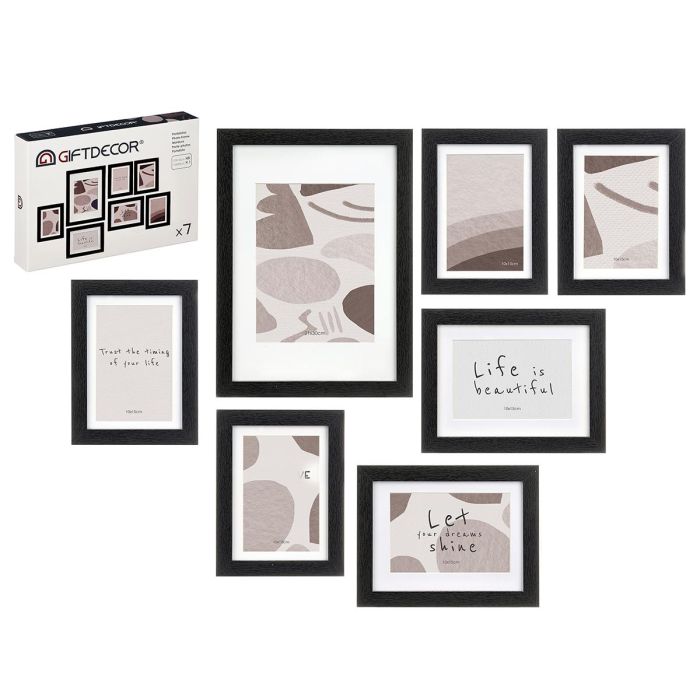 Set 7 Portafotos Mural Giftdecor Negro 35x25x6 cm - Madera Eucalipto (6 Unidades)