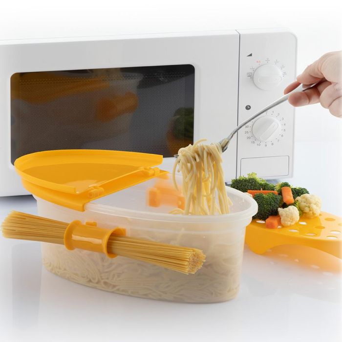 Cuecepasta para Microondas 4 en 1 con Accesorios y Recetas Pastrainest InnovaGoods 6 Cuecepasta para Microondas 4 en 1 con Accesorios y Recetas Pastrainest InnovaGoods 6