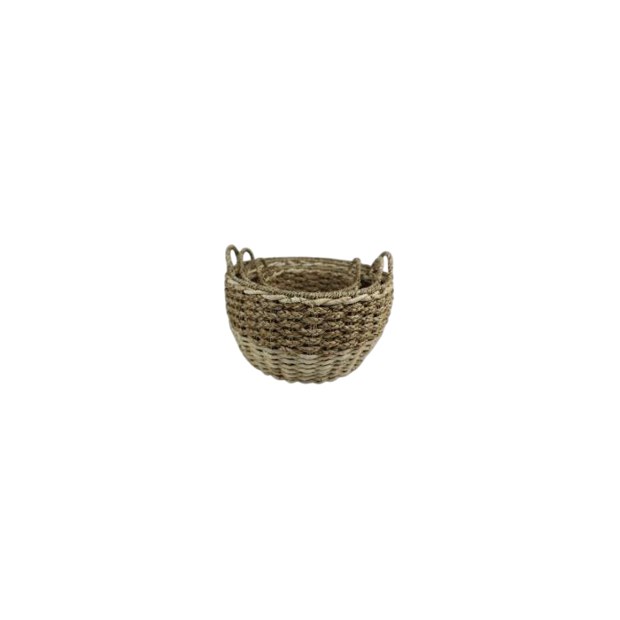 DKD Home Decor Cestas Tropicales de Seagrass Natural Set de 3 - 39 x 39 x 30 cm (2 Unidades)