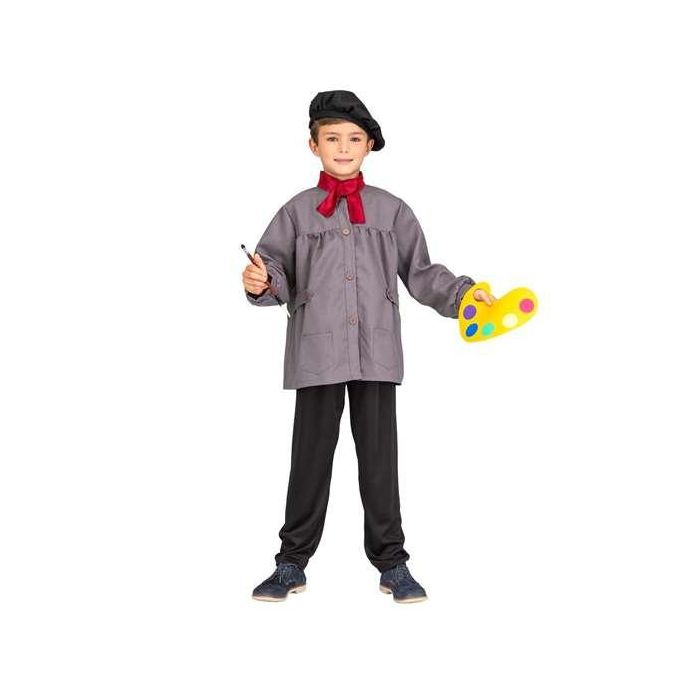 Disfraz infantil pintor boina, corbatín, blusón, pantalones, paleta colores y pincel talla 5-6 y Disfraz infantil pintor boina, corbatín, blusón, pantalones, paleta colores y pincel talla 5-6 y