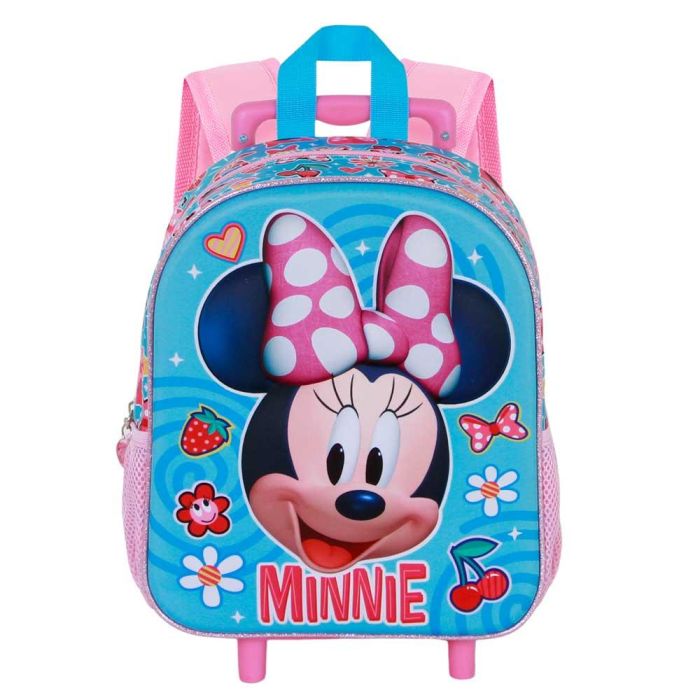 Mochila 3D con Ruedas Pequeña Happiness Disney Minnie Mouse Azul 1