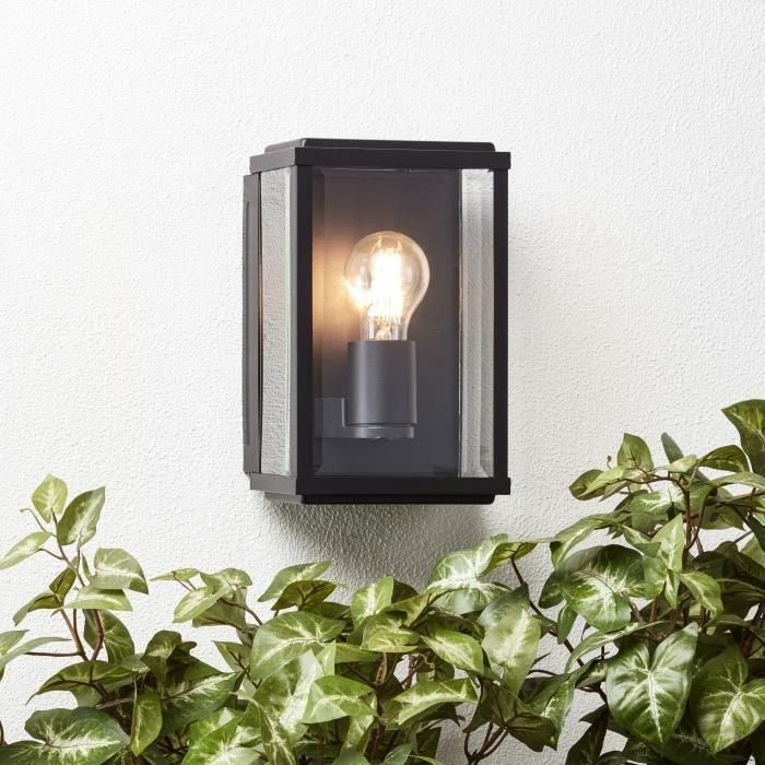 Brilliant Aplique de exterior Gaia, luminaria de pared negra de metal y vidrio, compatible con bombillas halógenas E27 de hasta 60W. 2 Brilliant Aplique de exterior Gaia, luminaria de pared negra de metal y vidrio, compatible con bombillas halógenas E27 de hasta 60W. 2