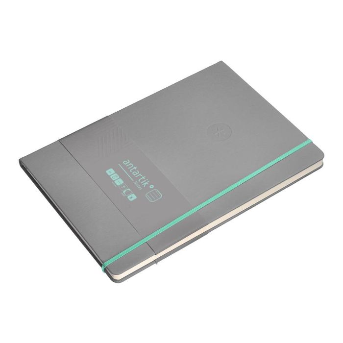 Cuaderno Con Gomilla Antartik Notes Tapa Dura A4 Hojas Rayas Gris Y Turquesa 100 Hojas 80 gr Fsc 5