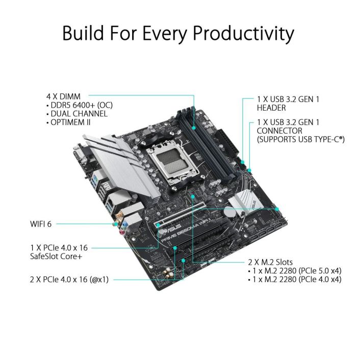 Asus PRIME B650M-A WiFi II Placa Base AMD B650 Micro ATX AM5 ASU1691056882873 31