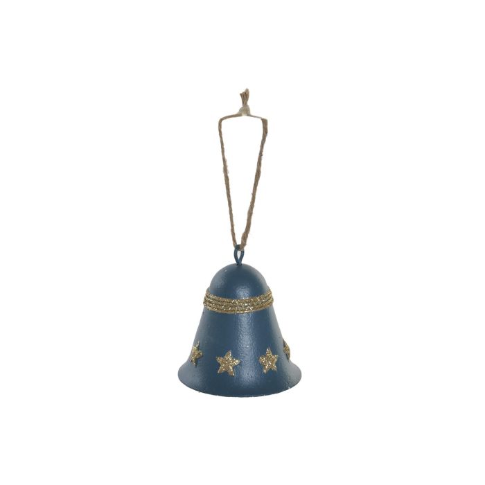 DKD Home Decor Campana Navidad Moderna Metal Azul 6.5x7.5x6.5 cm (12 Unidades)